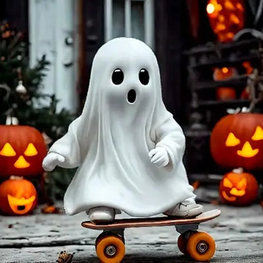 Halloween Ghost Skateboard Statue